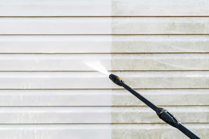 Residential exterior power washing in Georgetown, KY: Before and after transformation.